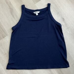 Market and  Spruce Womens Tank Top Navy Blue Large